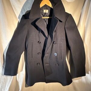 Vintage Wool Men's Black Double-Breasted Peacoat